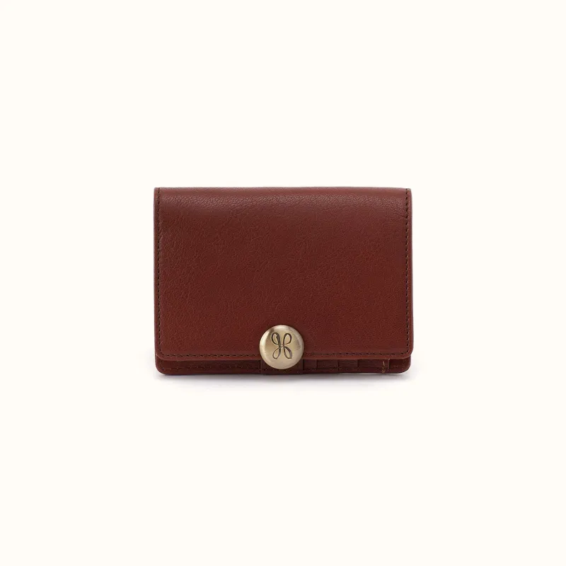 Hutton Small Wallet In Micrograin Leather - Saddlewood made by HOBO