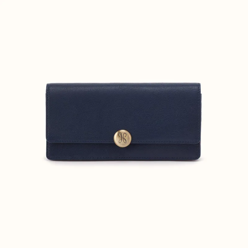 Hutton Large Wallet In Micrograin Leather - Ink Navy made by HOBO