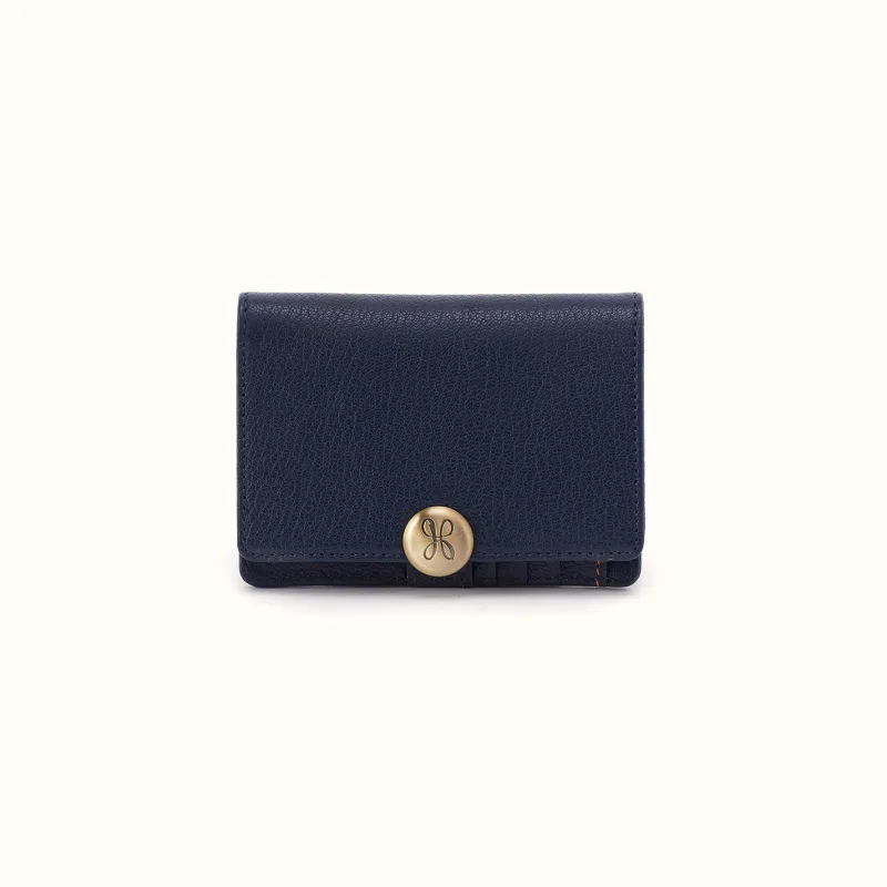 Hutton Small Wallet In Micrograin Leather - Ink Navy made by HOBO