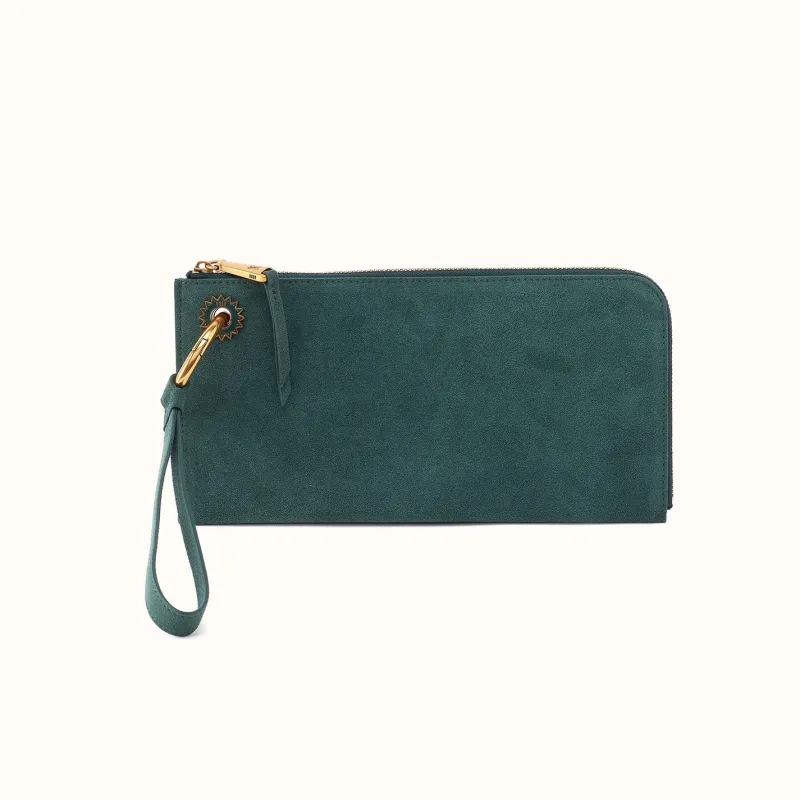 Jett Wristlet In Suede Leather - Pine Needle made by HOBO