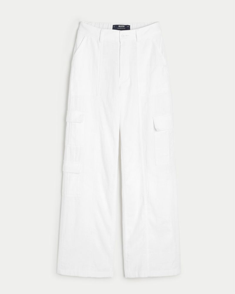 Ultra High-Rise Linen Blend Baggy 3-Pocket Cargo Pants sold by Hollister