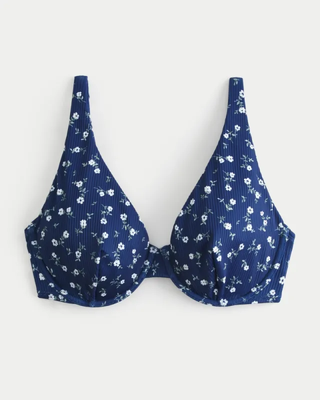 Curvy High Apex Ribbed Underwire Bikini Top sold by Hollister