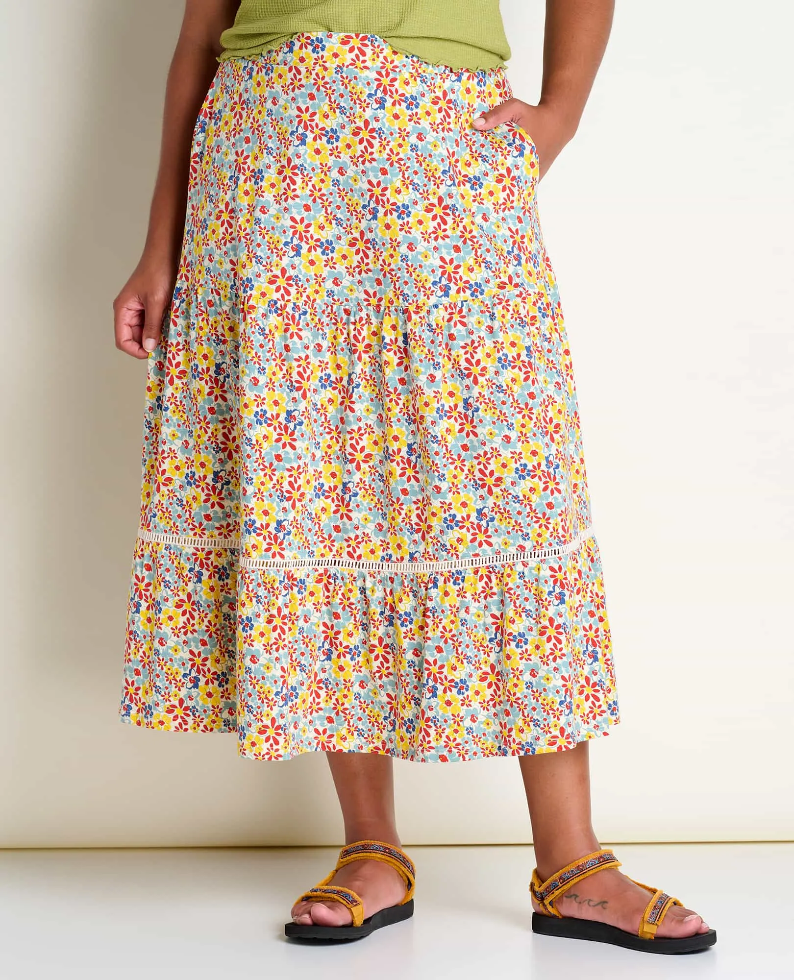 Marigold Tiered Midi Skirt sold by TOAD&CO product image thumbnail 4