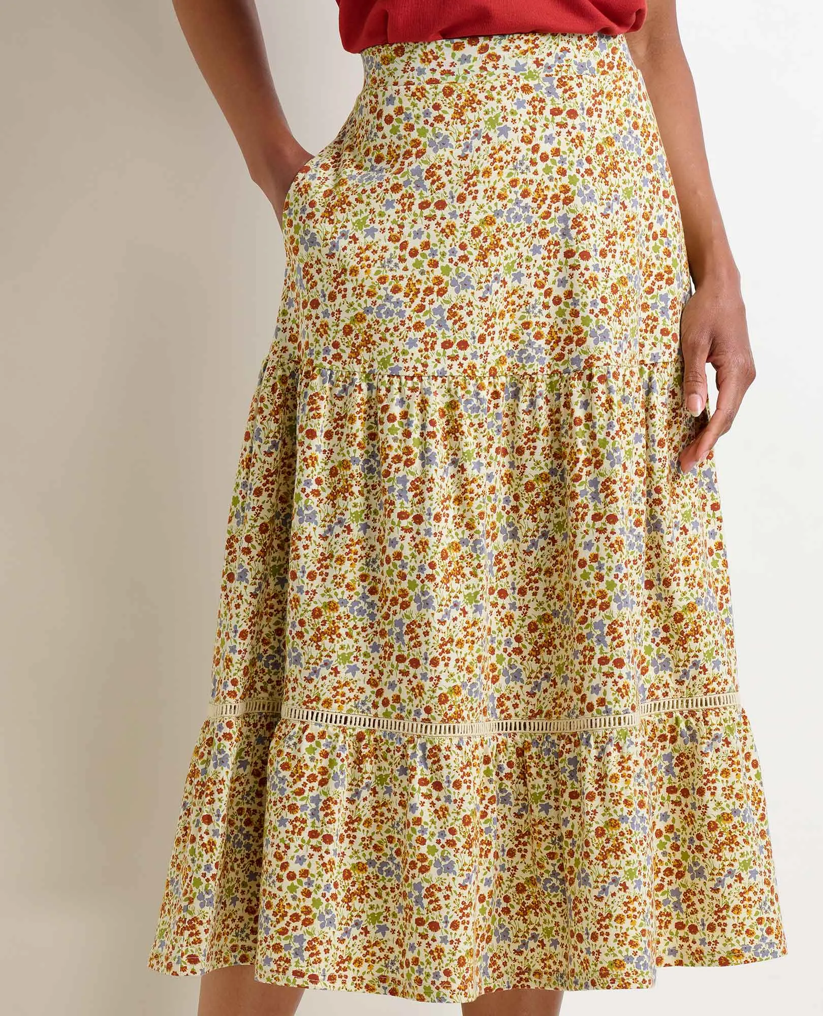 Marigold Tiered Midi Skirt sold by TOAD&CO product image thumbnail 4