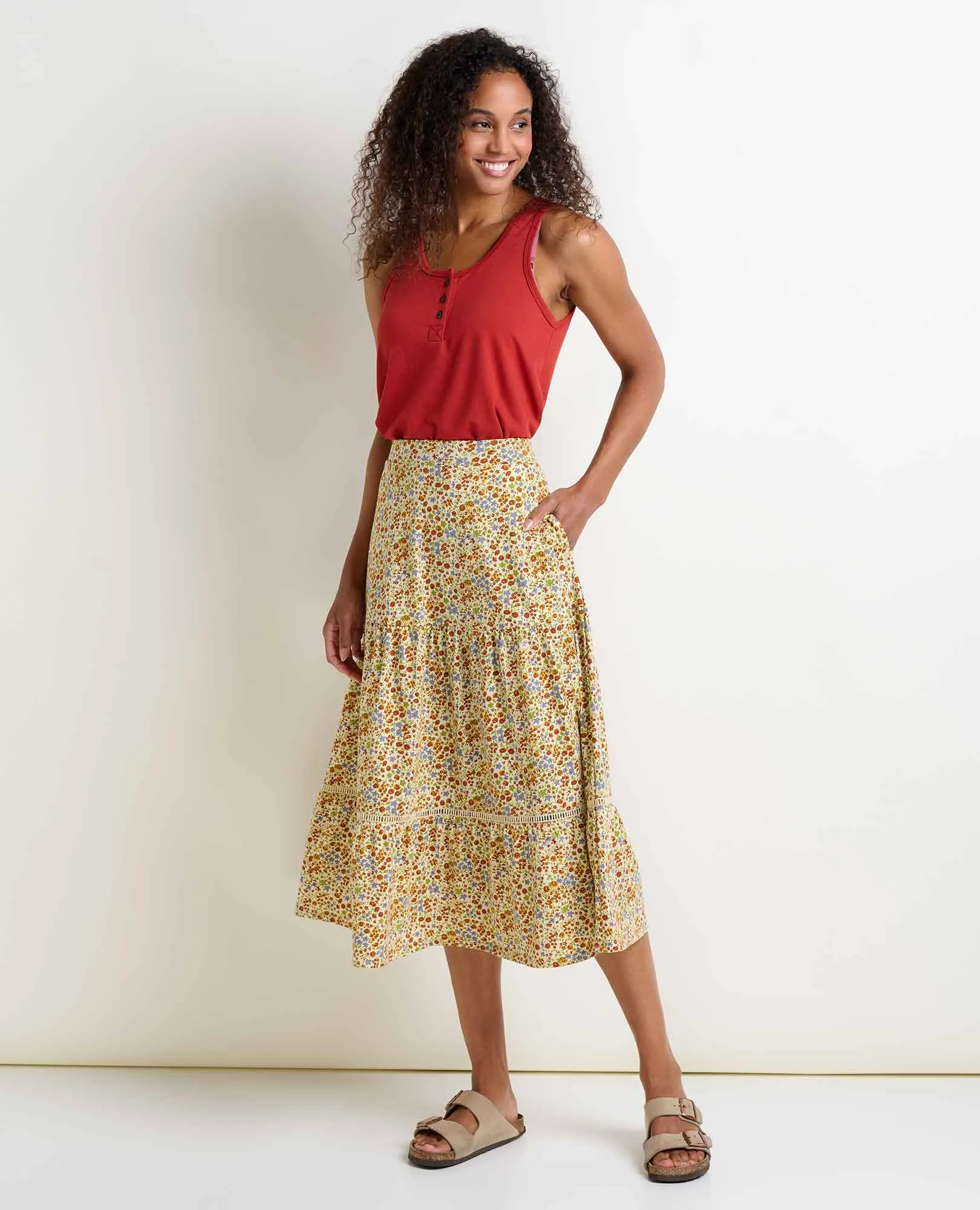 Marigold Tiered Midi Skirt sold by TOAD&CO product image thumbnail 3