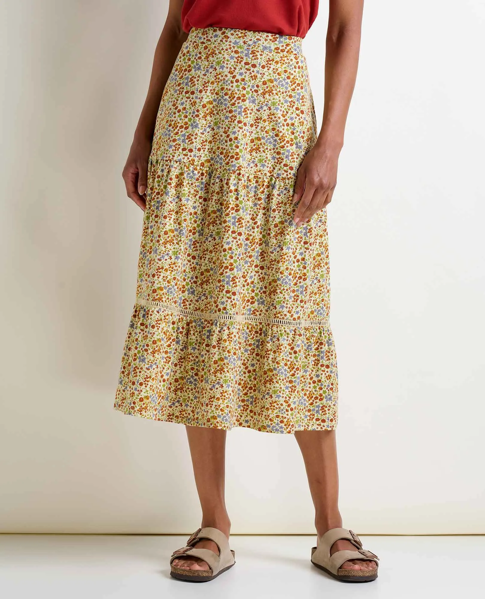 Marigold Tiered Midi Skirt sold by TOAD&CO