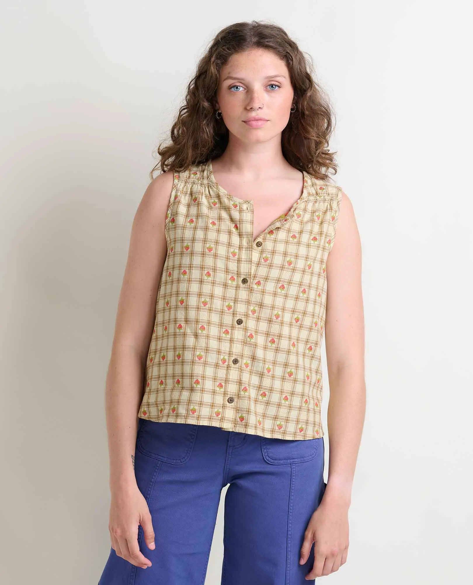 Manzana Button Front Tank sold by TOAD&CO