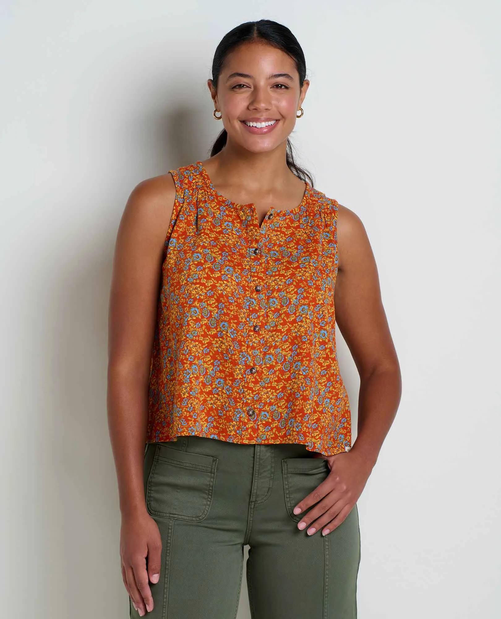 Manzana Button Front Tank sold by TOAD&CO