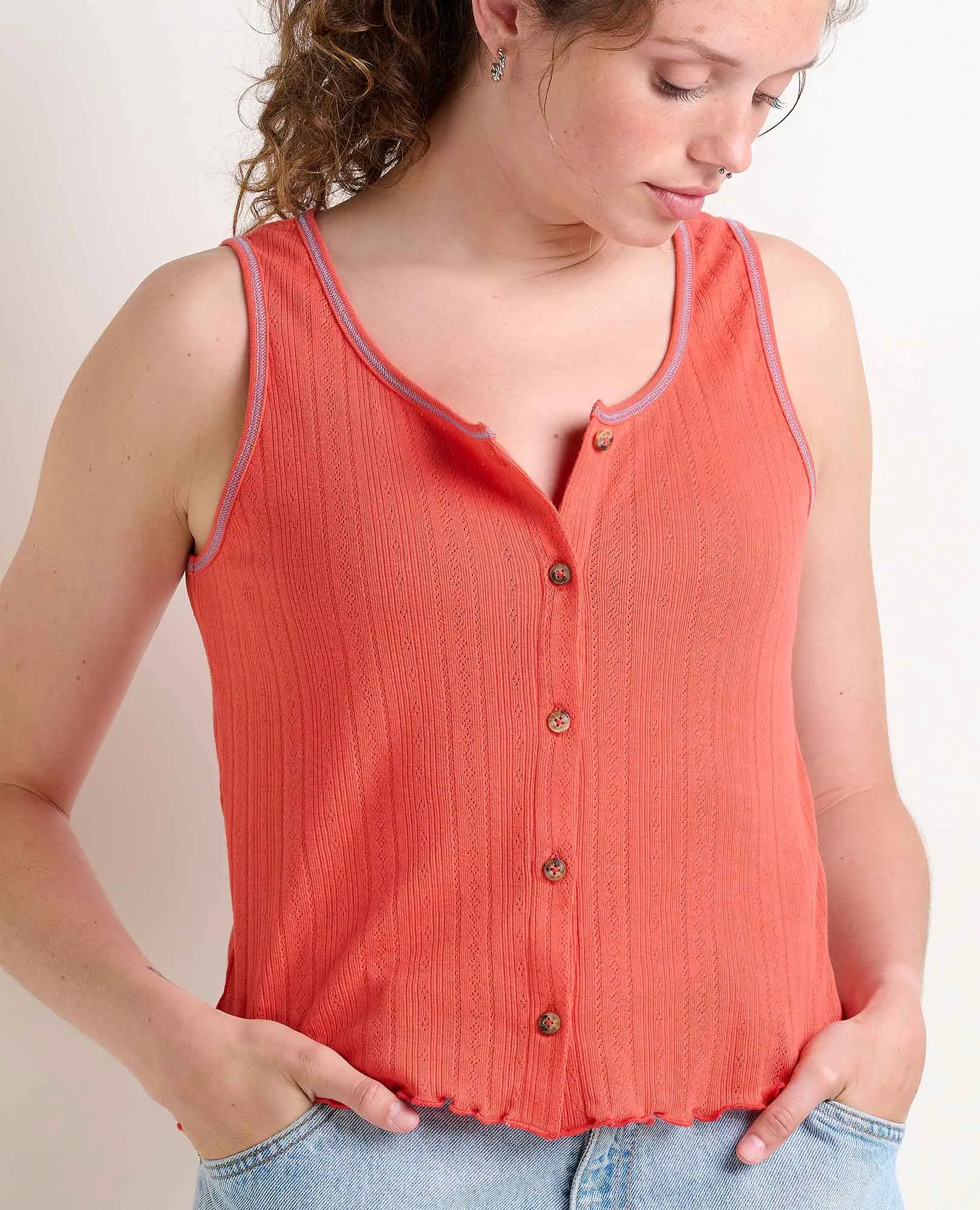 Foothill Pointelle Button Tank sold by TOAD&CO product image thumbnail 3