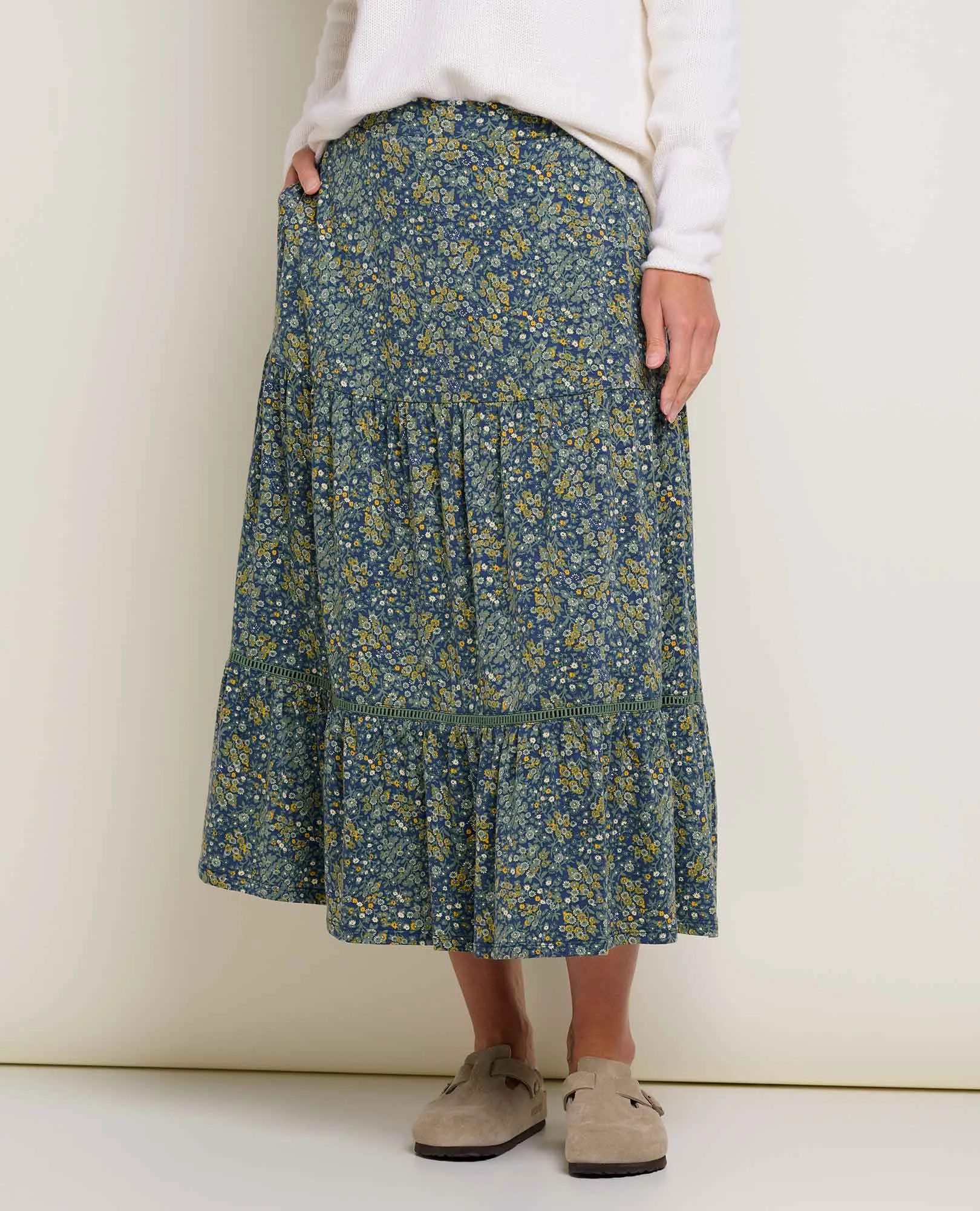Marigold Tiered Midi Skirt sold by TOAD&CO