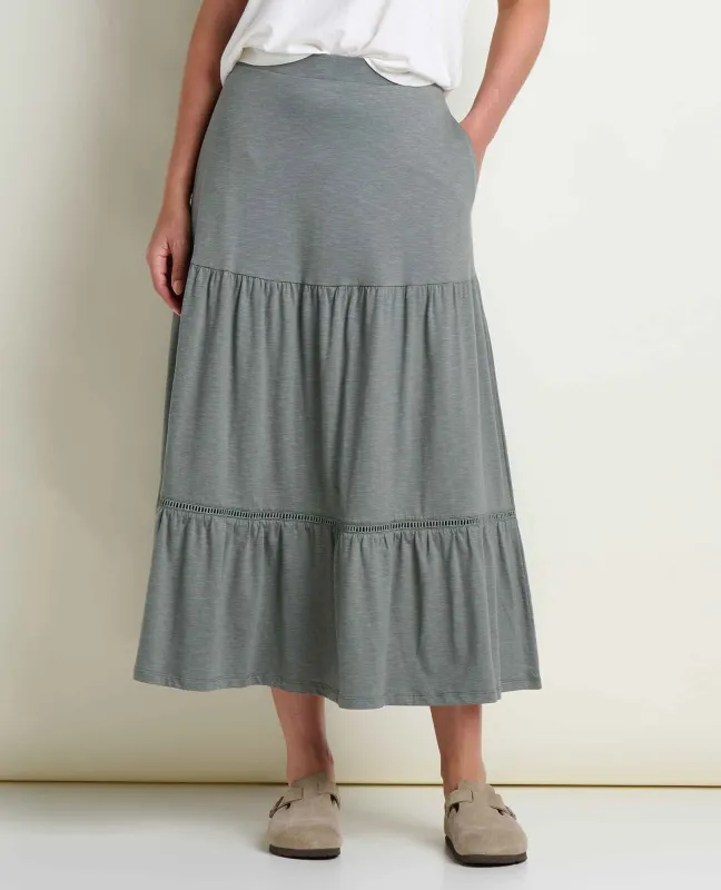 Marigold Tiered Midi Skirt sold by TOAD&CO
