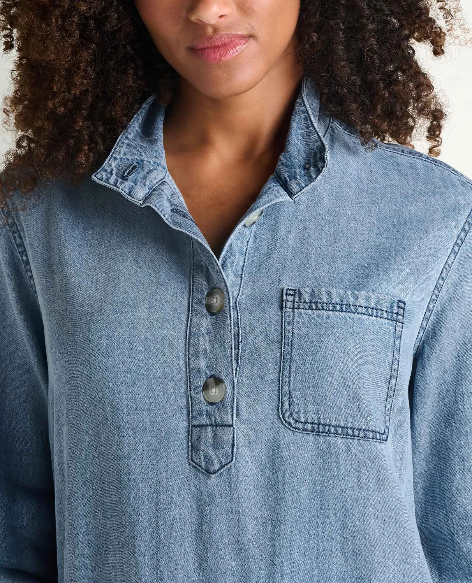 Piñon Soft Denim Popover Dress sold by TOAD&CO product image thumbnail 5