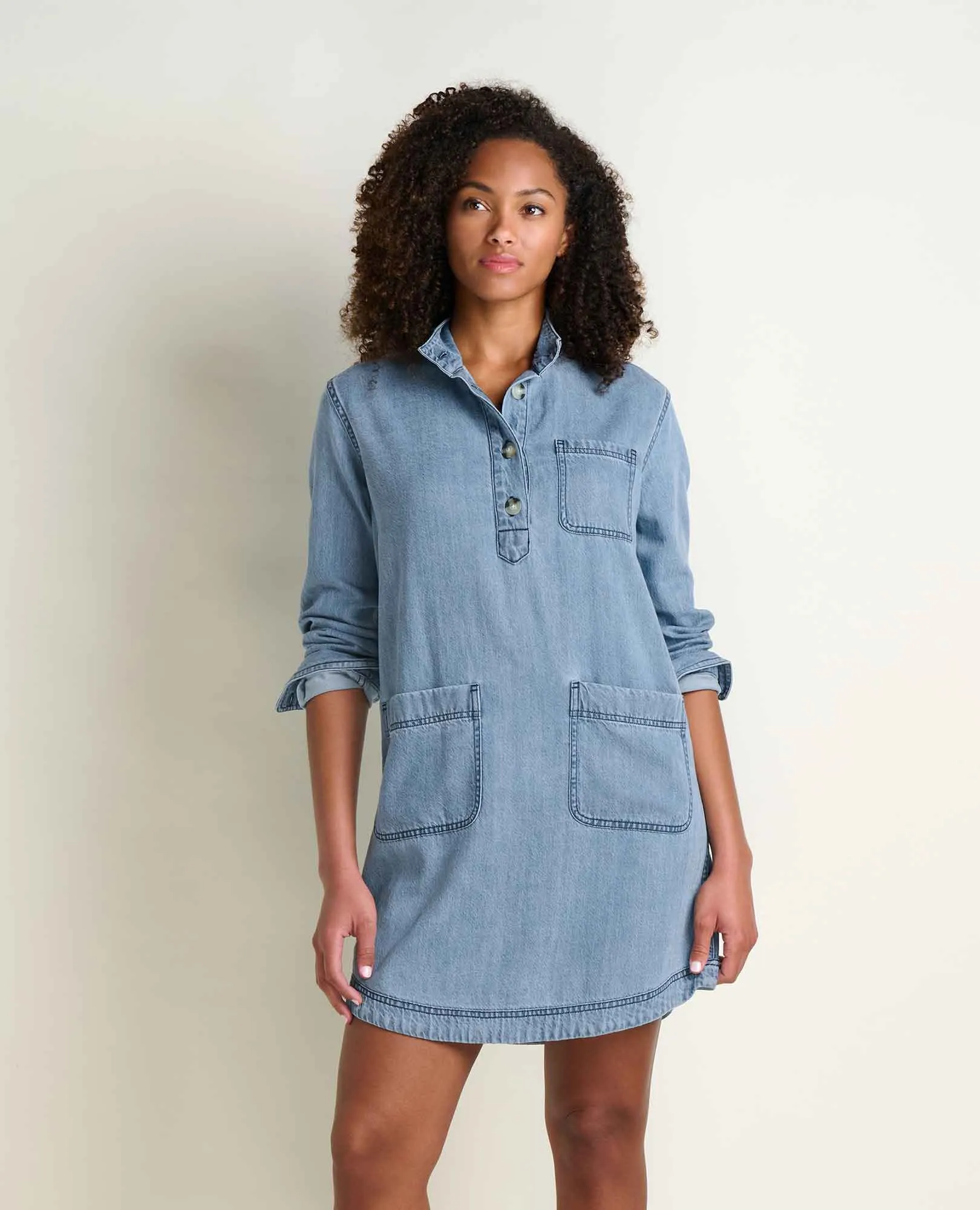 Piñon Soft Denim Popover Dress sold by TOAD&CO
