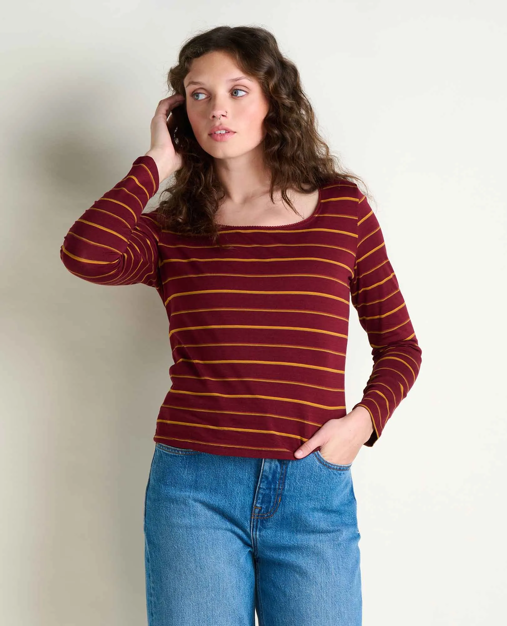 Rosalie Long Sleeve Square Neck Tee sold by TOAD&CO