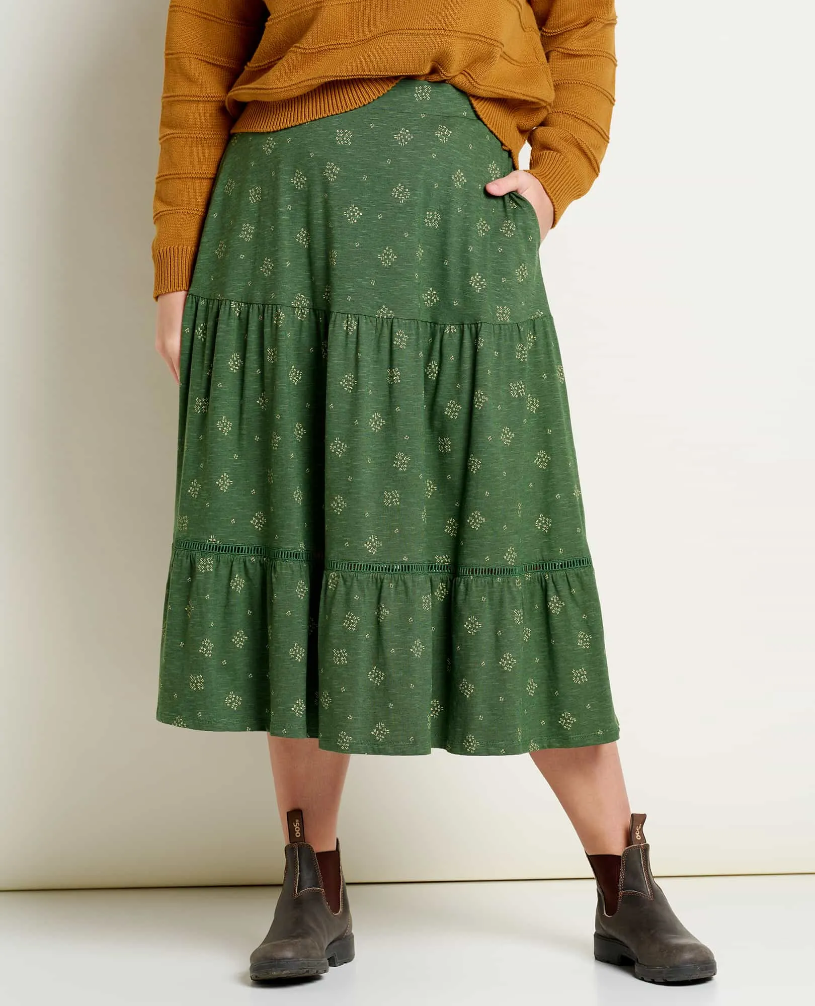 Marigold Tiered Midi Skirt sold by TOAD&CO product image thumbnail 3
