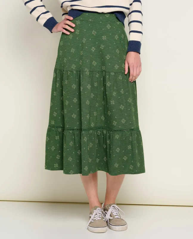 Marigold Tiered Midi Skirt sold by TOAD&CO