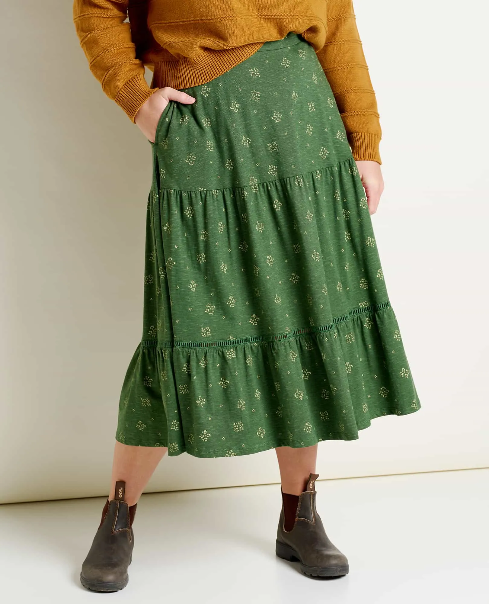 Marigold Tiered Midi Skirt sold by TOAD&CO product image thumbnail 5