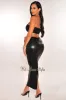 Black Latex Snake Bandeau Skirt Two Piece Set sold by Hot Miami Styles