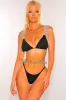 Black Flowing Rhinestones Straps Padded Scrunch Butt Bikini Bottom sold by Hot Miami Styles