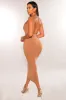 Mocha Ribbed Spaghetti Strap Sleeveless Open Back Midi Dress sold by Hot Miami Styles