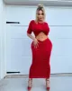 Red Short Sleeve Cut Out Ruched Maxi Dress sold by Hot Miami Styles