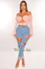 Blush O-Ring Cut Out Long Sleeve Wrap Around Crop Top sold by Hot Miami Styles