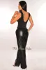 Black Sleeveless Zipper Bodysuit Faux Leather Palazzo Pants Two Piece sold by Hot Miami Styles