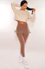 HMS Lounge: Mocha Textured Waistband High Waist Fleece Lined Leggings sold by Hot Miami Styles