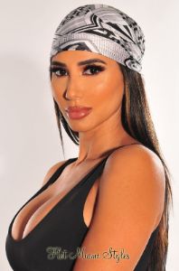Black White Multi Color Head Scarf sold by Hot Miami Styles