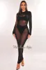 Black Sheer Mesh Long Sleeve Cover Up Dress sold by Hot Miami Styles