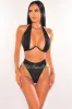 Black Halter Underwire CrissCross Tie Up Scrunch Butt Bikini Bottom sold by Hot Miami Styles