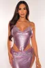 Lilac Metallic Chainmail Halter V Hem Crop Top sold by Hot Miami Styles