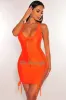 Tangerine Seamless Criss Cross Back Braided Slit Dress sold by Hot Miami Styles