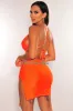 Tangerine Seamless Criss Cross Back Braided Slit Dress sold by Hot Miami Styles
