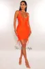 Tangerine Seamless Criss Cross Back Braided Slit Dress sold by Hot Miami Styles