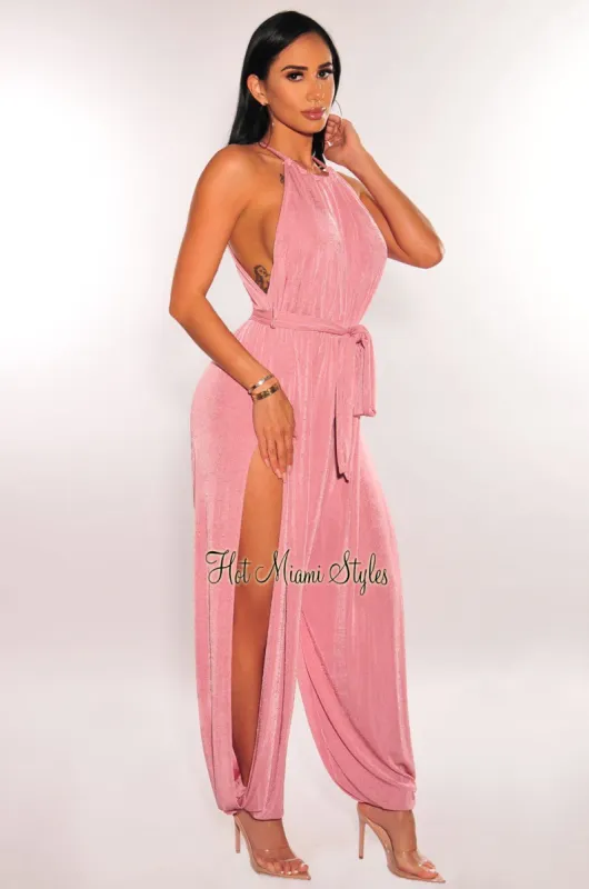 Blush Slit Leg Harem Jumpsuit sold by Hot Miami Styles