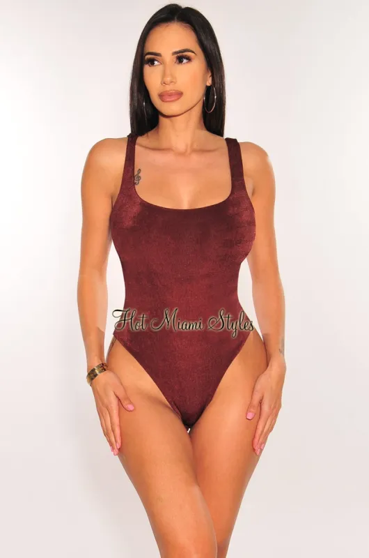 Chocolate Round Neck Sleeveless Bodysuit sold by Hot Miami Styles