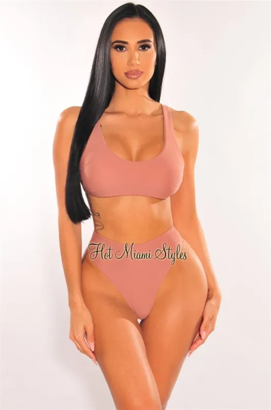 Mauve Padded Tank High Rise Bikini sold by Hot Miami Styles