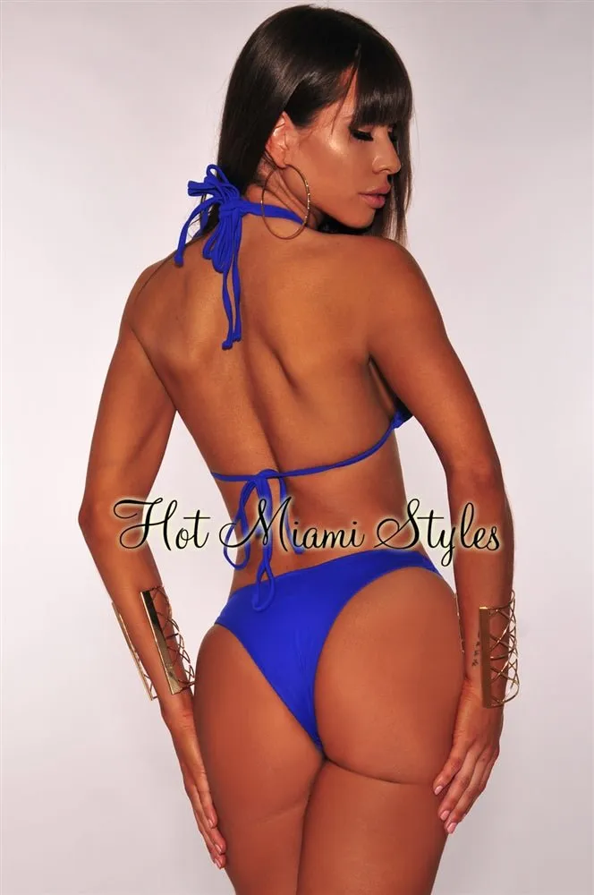 Royal Blue Strappy Halter Bikini Top sold by Hot Miami Styles product image thumbnail 2