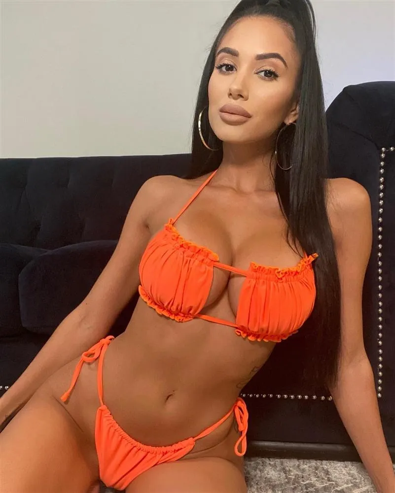 Tangerine Ruched Bust Frill Padded Bandeau Bikini Bottom sold by Hot Miami Styles product image thumbnail 4