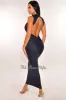 Navy Mock Neck Sleeveless Open Back Scrunch Butt Dress sold by Hot Miami Styles