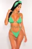 Green Textured Padded Halter Scrunch Butt Bikini + Headband sold by Hot Miami Styles