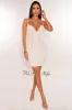 White Shimmery Spaghetti Strap Gold Chain Lace Up Mini Dress sold by Hot Miami Styles