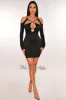 Black Cut Out CrissCross Long Sleeve Mini Dress sold by Hot Miami Styles