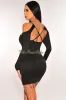 Black Cut Out CrissCross Long Sleeve Mini Dress sold by Hot Miami Styles