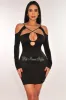 Black Cut Out CrissCross Long Sleeve Mini Dress sold by Hot Miami Styles