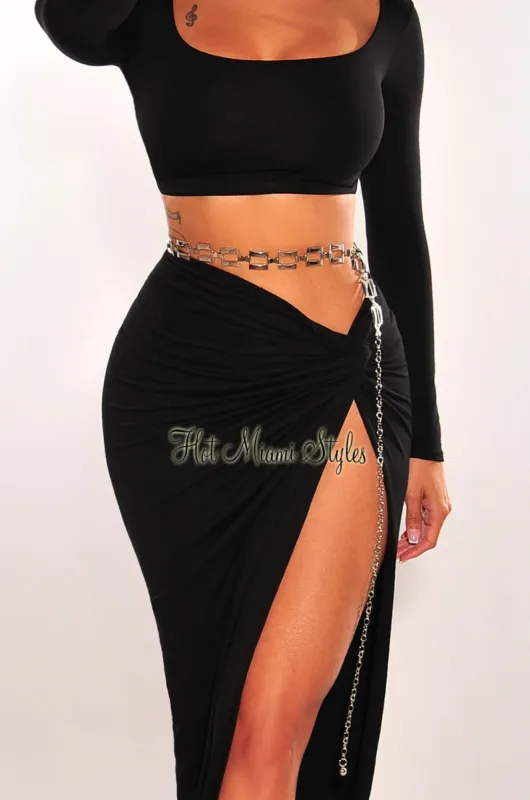Silver Metal Square Chain Belt sold by Hot Miami Styles