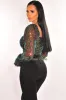Black iridescent Sequins Padded Long Sleeve Bustier Crop Top sold by Hot Miami Styles
