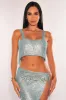 Sky Blue Rhinestone Mesh Chain Crop Top sold by Hot Miami Styles