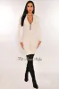 White Ribbed Zipper Long Sleeve Jumpsuit sold by Hot Miami Styles